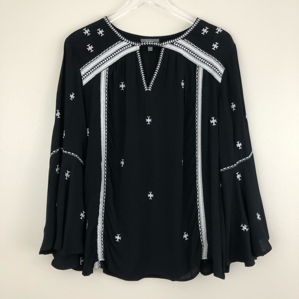 Neiman Marcus | Embroidered Bell Sleeve Blouse